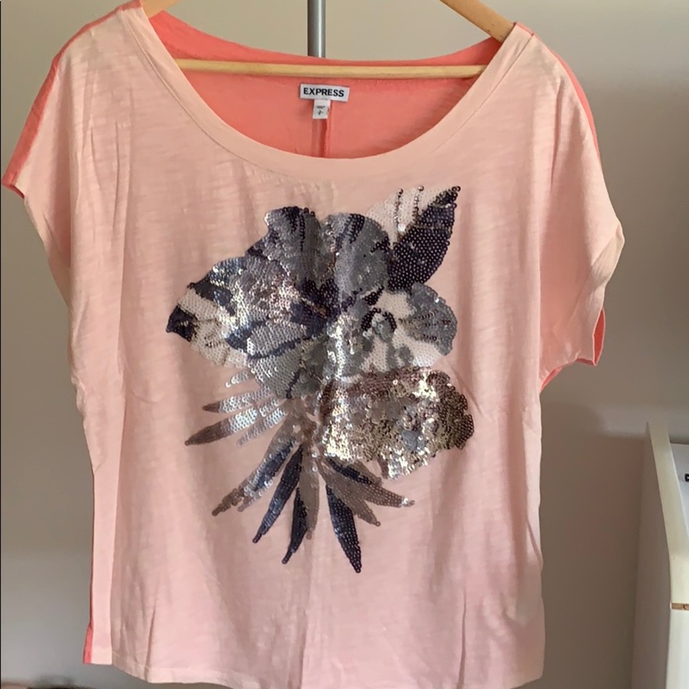 Express pink sequin tee